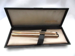 Sheaffer Gold Electroplated Monogrammed Fountain Pen & Ball Point Pen w/Box EUC - Picture 1 of 7