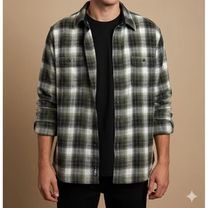 Vintage St Johns Bay grün weiß kariertes Flanellhemd Herren XL schwere Arbeitskleidung Grunge - Bild 1 von 10