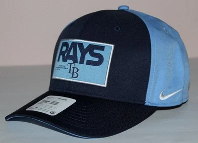 NIKE Swoosh Logo Adjustable Snapback TAMPA BAY RAYS Baseball Hat Cap Blue *5C - Image 1 of 4