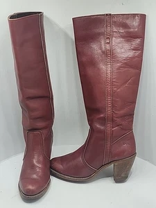 Vintage 1970s Women’s Campus Boots Oxblood Leather Knee High Boots Dexter S 7.5 - Bild 1 von 14