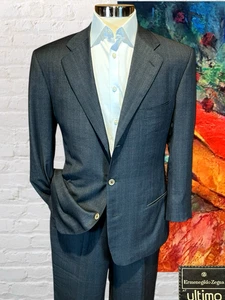 Ermenegildo Zegna Trofeo 38S 32x27 Charcoal Gray Plaid 3/2 Roll Designer Suit - Picture 1 of 15