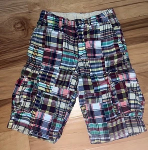 GAP BOYS PLAID PATCHWORK CARGO SHORTS SIZE 14 EXCELLENT COND LD1 - Picture 1 of 3