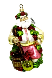 Vintage Polen mundgeblasenes Glas Ornament handbemalt Weihnachtsmann verziert 7" - Bild 1 von 9