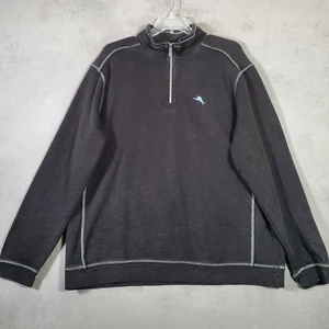 Tommy Bahama maglione uomo 2XLT nero 1/4 zip pullover casual golf tempo libero - Foto 1 di 9