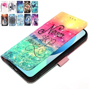 For iPhone 15 Pro Max 14 Magnetic Leather Pattern Case Card Wallet Stand Cover - Picture 1 of 60