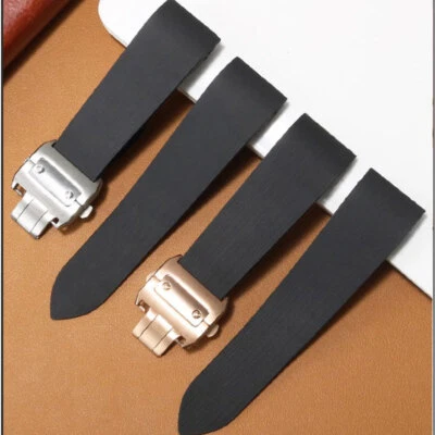 Correas de reloj de goma premium para hombre para Cartier Santos 25 mm Foto 1 de 4