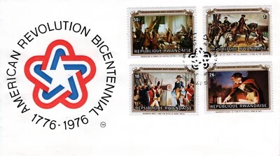 Rwanda 1976 FDC -4 stamps celebrating the American Revolution Bicentennial [A129 - Image 1 of 2