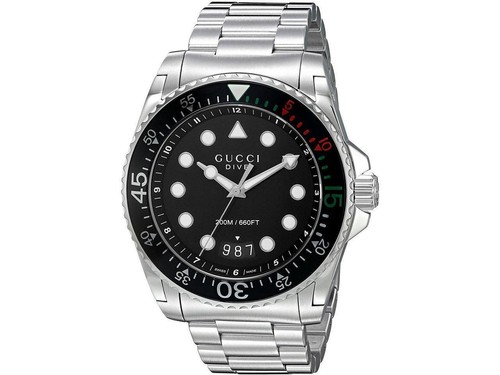 Orologio Gucci Uomo 200M Dive YA136208 NUOVO QUADRANTE NERO ACCIAIO INOX 1200€