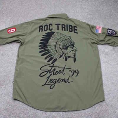 Rocawear Shirt Mens 2XB XXL-Big Green Roc Tribe Street Legend '99 Patched L/S - Image 1 of 4