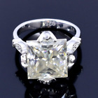Certified Natural AAA Quality 7ct VS1-Princess-White Diamond 14K White Gold Ring