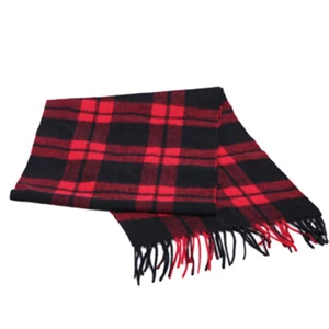 NWT Coach Square Plaid Fringy Scarf Neck Wrap Womens F86538 Medium Red/Black - Picture 1 of 1