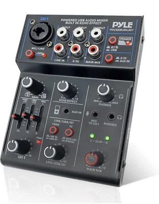 Pyle Professional Wireless DJ Audio Mixer - 3-Channel Bluetooth DJ Controller - Image 1 of 4