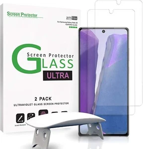 amFilm Galaxy Note 20 Tempered Glass Screen Protector (UV Install - 2 Pack) - Picture 1 of 7