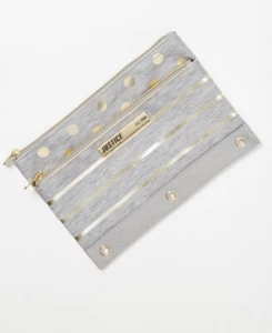 Justice Girl's Gray Foil Dot Pencil Case New without Tags - Picture 1 of 2