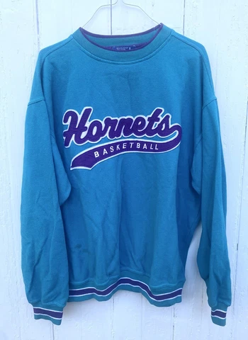 Vintage NBA Charlotte Hornets Starter Crewneck Sweater Mens XL basketball Shirt Cover