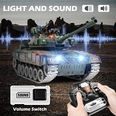 1:18 RC Tank Russia T-90 Remote Control Tank Model Battle Toys Military Shoots - Image 1 of 4
