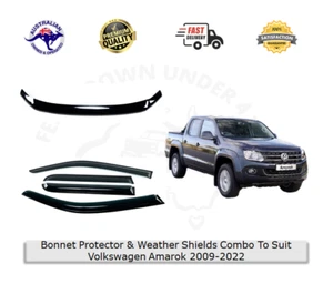 Bonnet Protector & Weather Shields Combo To Suit Volkswagen Amarok 2009-2022 - Picture 1 of 11