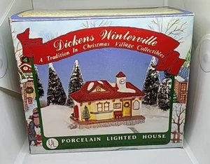 VTG Dickensville Collectibles Noma Porcelain Lighted House Weston Station 1990 - Picture 1 of 15