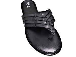 Justin Reba Angel Criss Cross Thong Woven Sandals Black Leather Wo Us 9M LNWOB - Picture 1 of 11