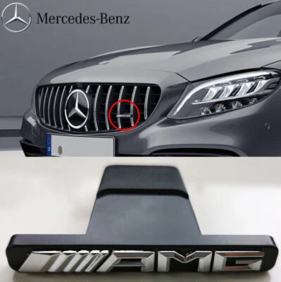 AMG Emblem Kühlergrill chrom schwarz vorne Grill Abzeichen Mercedes Panamericana - Bild 1 von 3