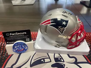 Minicasco autografiado por Drake Maye de la NFL - Autenticación de fanáticos - Imagen 1 de 3