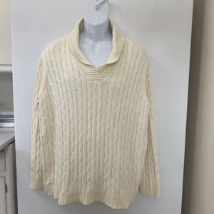 Chaps Herren Pullover 100% Baumwolle Creme Zopfmuster. Klassiker. 3X Reg - Bild 1 von 5