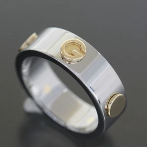 Anillo GUCCI Inox Talla 18 Hombre Oro Acero E0863 - Imagen 1 de 7