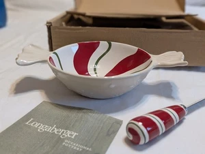 Longaberger Weihnachten Urlaub Süßigkeiten Pfefferminz Twist Dip Schüssel & Streuer Set NEU - Bild 1 von 12