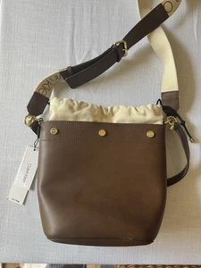 Calvin Klein Amber 2-In-1 Bucket Shoulder Bag Brown Leather Canvas - Picture 1 of 6