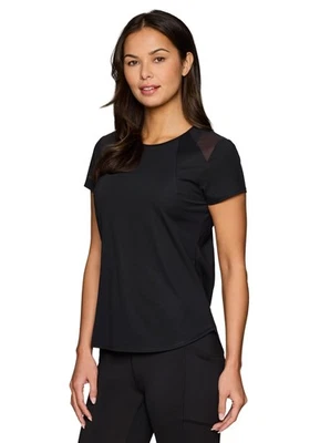 Top de entrenamiento activo para mujer con paneles de malla, cuello redondo calce relajado transpirable... Foto 1 de 4