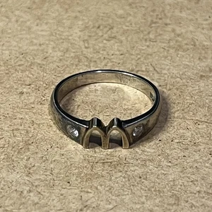 McDonald’s 1980s Vintage Employee Award Ring 9ct Gold Diamond Golden Arches Rare - Picture 1 of 5