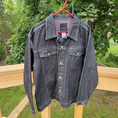 Chaqueta vaquera de mezclilla Sean John para hombre talla L negra con botones frontales lavados Foto 1 de 4