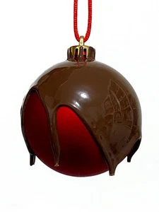 4 Dripping Chocolate Fudge Coated Red Ball Christmas Tree Ornaments Candy 2.75" - Picture 1 of 6