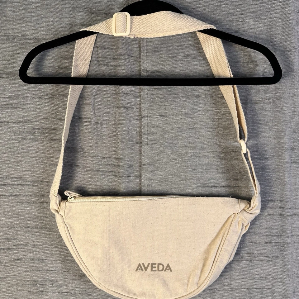 AVEDA Bolso Bandolera Cruzado de Lona Natural Algodón con Cremallera/Bolso de Cosméticos Nuevo Foto 1 de 4