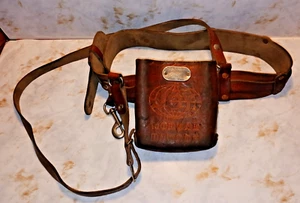 ~RAR~Vintage JOY KOHLEBERGBAU Supervisor Mitarbeiter Leder BERGMANN WERKZEUG GÜRTEL~ - Bild 1 von 6