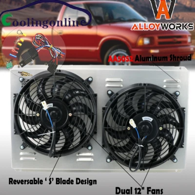 Aluminum Shroud Electric Fan for Chevy Blazer S10 C1500 GMC Jimmy Sonoma 1996-05 Foto 1 de 4