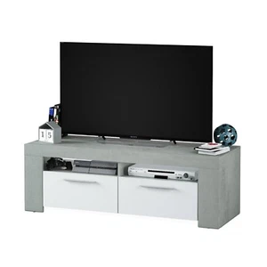 Mueble de comedor salón TV, Modulo salon moderno, Blanco y Gris Cemento, Ambit - Imagen 1 de 12