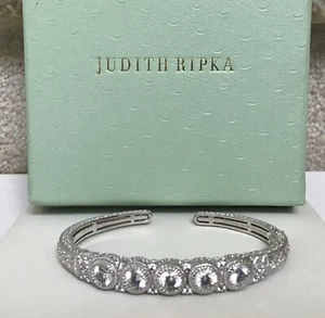 Judith Ripka Sterling 5.65ct 118 facet CZ Hinged Cuff in LARGE (8" Fit) - Picture 1 of 5