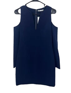 Alice + Olivia Navy Blue Niko Cold Shoulder Bodycon Mini Dress Size 6 NWT - Picture 1 of 10