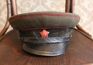 ORIGINAL RED ARMY TANKIST TANK / ARTILLERY OFFICER VISOR CAP WITH RED STAR 1955 - Picture 1 of 10