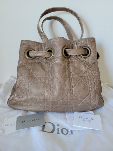 Borsa CHRISTIAN DIOR pelle di agnello cannage coulisse tracolla manico superiore bronzo marrone