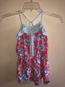 MATILDA JANE Tropical Butterfly shorts Romper Pink Floral Ruffled, Girl's Size 6 - Picture 1 of 7