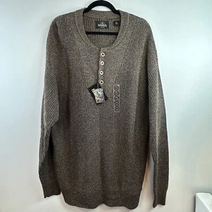 Redhead Men's Brown 5 Button Long Sleeve Pull Over Henley Sweater Sz XL Tall XLT - Picture 1 of 10