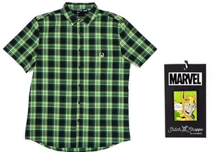 Stitch Shoppe MARVEL LOKI Plaid BURDENED BY GLORIOUS PURPOSE Button Shirt~Pin 2X - Picture 1 of 7