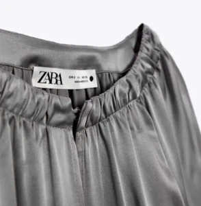 BNWT Gorgeous Pewter Silver Satin ZARA Voluminous Tunic Shirt Top S 10 £32.99! - Picture 1 of 7