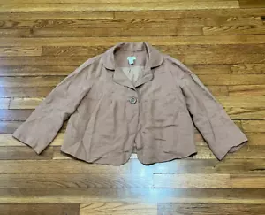 Anthropologie Elevenses Linen Coatigan Coat Tan Taupe Women's Size 10 - Picture 1 of 3