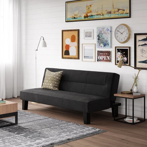 LY Futon with Microfiber Cover, Black Cover