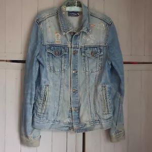 Topman Blue Denim Jacket Sz M Cotton Denim Retro - Picture 1 of 6