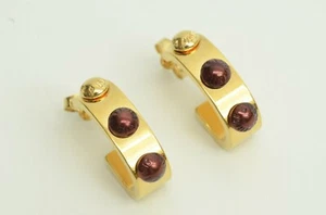 Authentic Louis Vuitton Earrings GP Curve Stud Pierced Hoop Jewelry Accessory - Picture 1 of 12