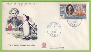 French Antarctic Territory 1961 25f Kereguelon Discovery First Day Cover - Picture 1 of 1